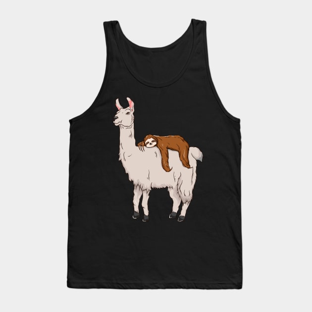 Cute & Funny Sloth Sleeping on Llama Friends Tank Top by theperfectpresents